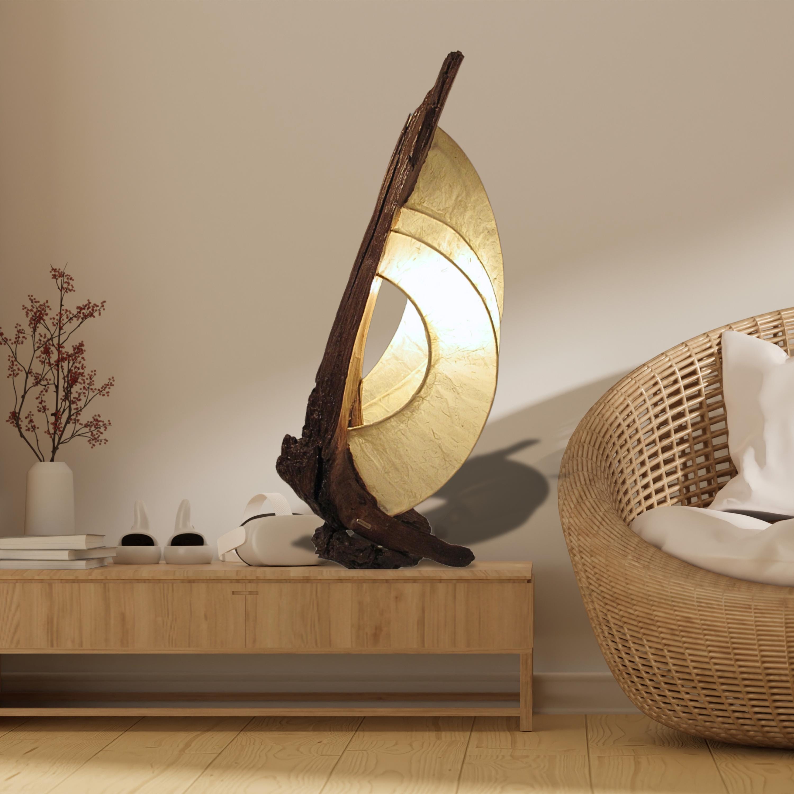 Moonveil Sculptural Wooden Lamp  Handmade Eco-Friendly  Light | Artistic Organic Home Decor