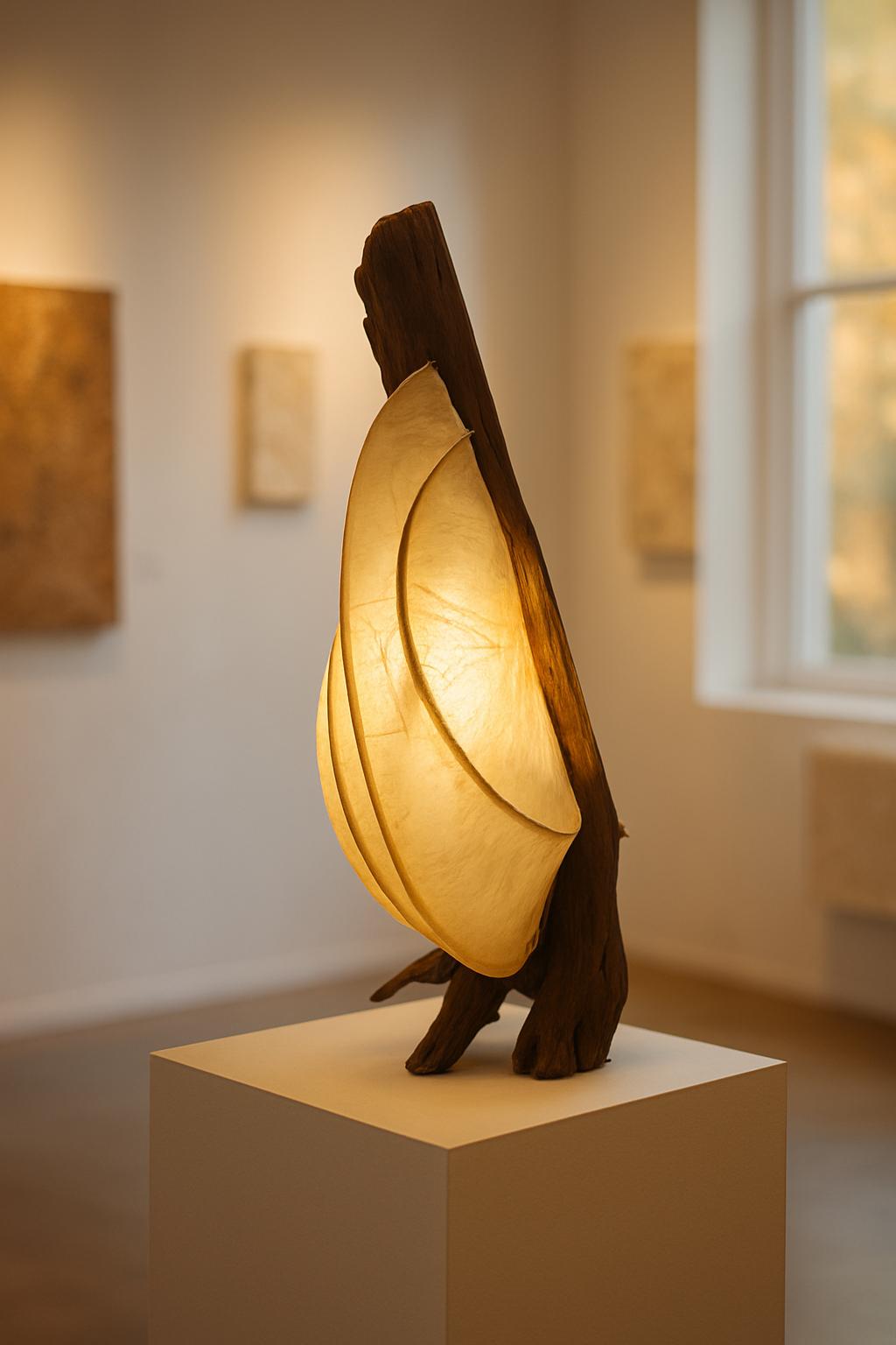 Moonveil Sculptural Wooden Lamp  Handmade Eco-Friendly  Light | Artistic Organic Home Decor