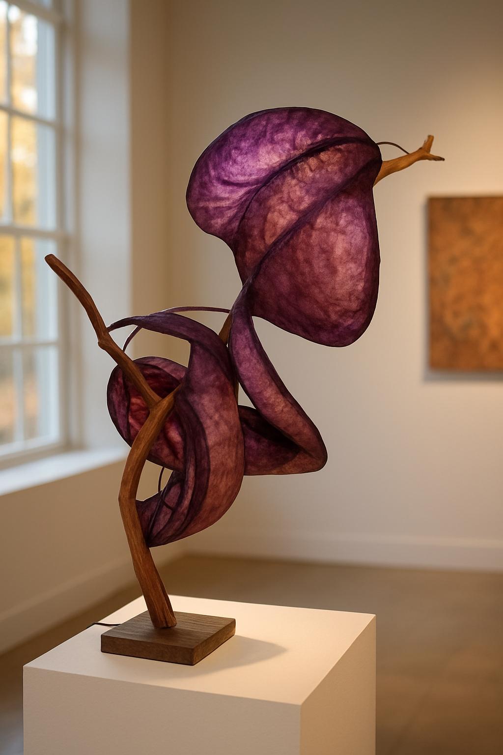 Wild Tulip Sculptural Lamp – Handmade Lighting with Wood & Paper | Modern Artistic Light for Interiors