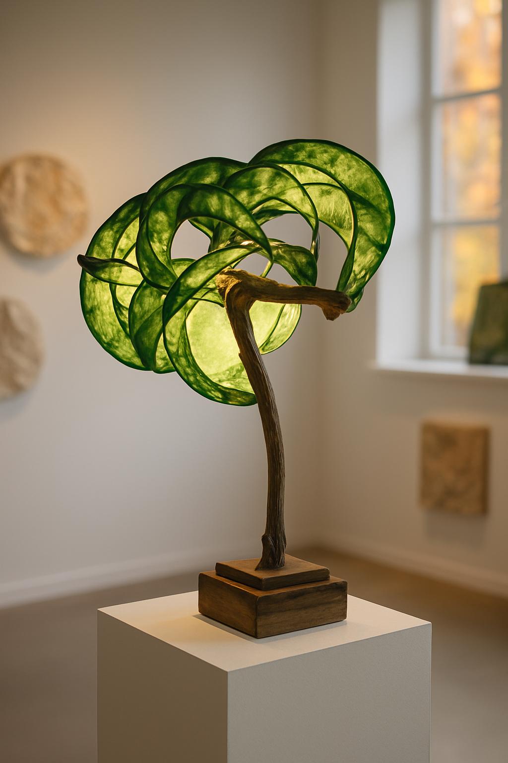 Dreaming Willow – Sculptural Art Lamp | Handmade Lighting with Reclaimed Wood & Paper | Nature-Inspired Home Decor