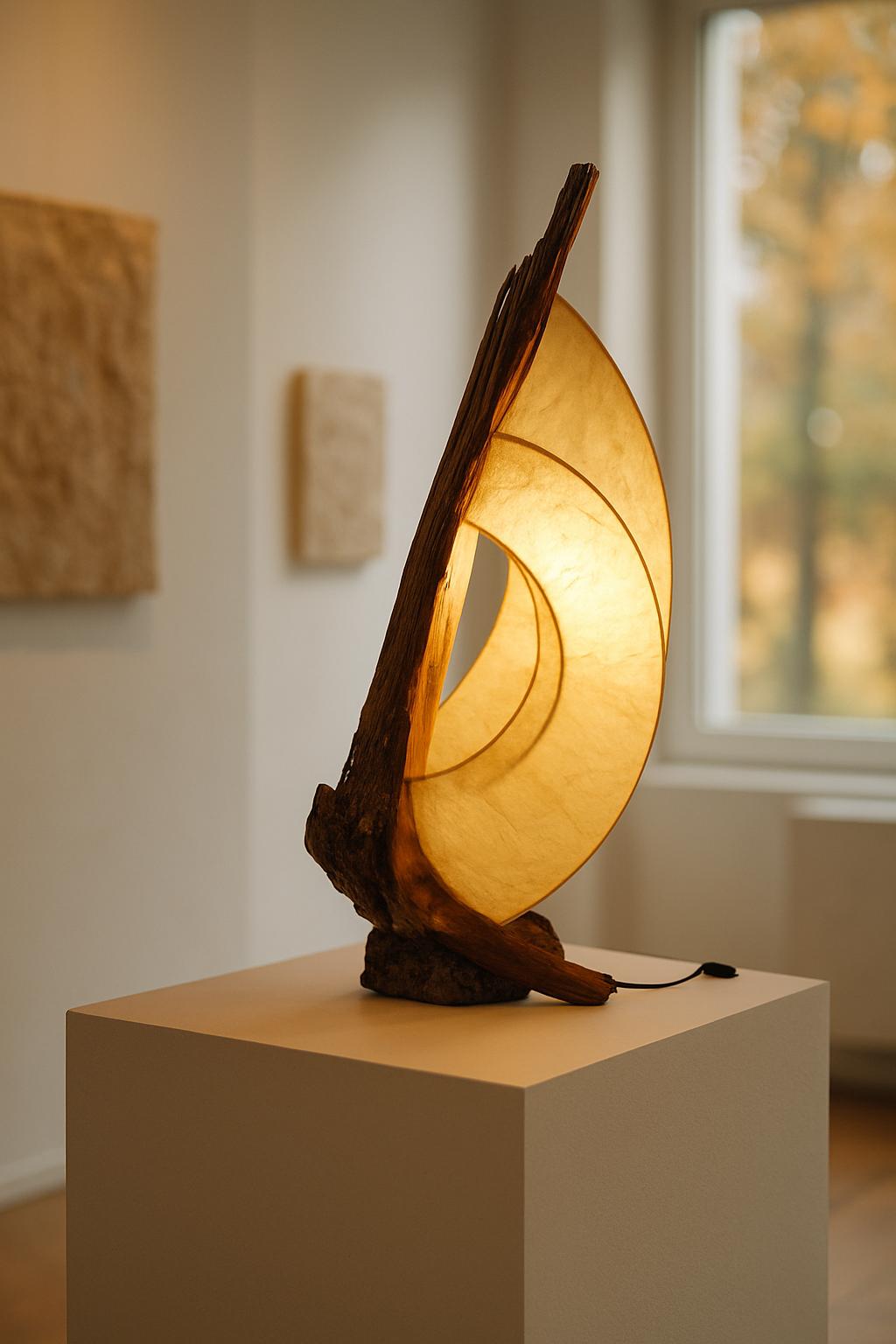 Moonveil Sculptural Wooden Lamp  Handmade Eco-Friendly  Light | Artistic Organic Home Decor