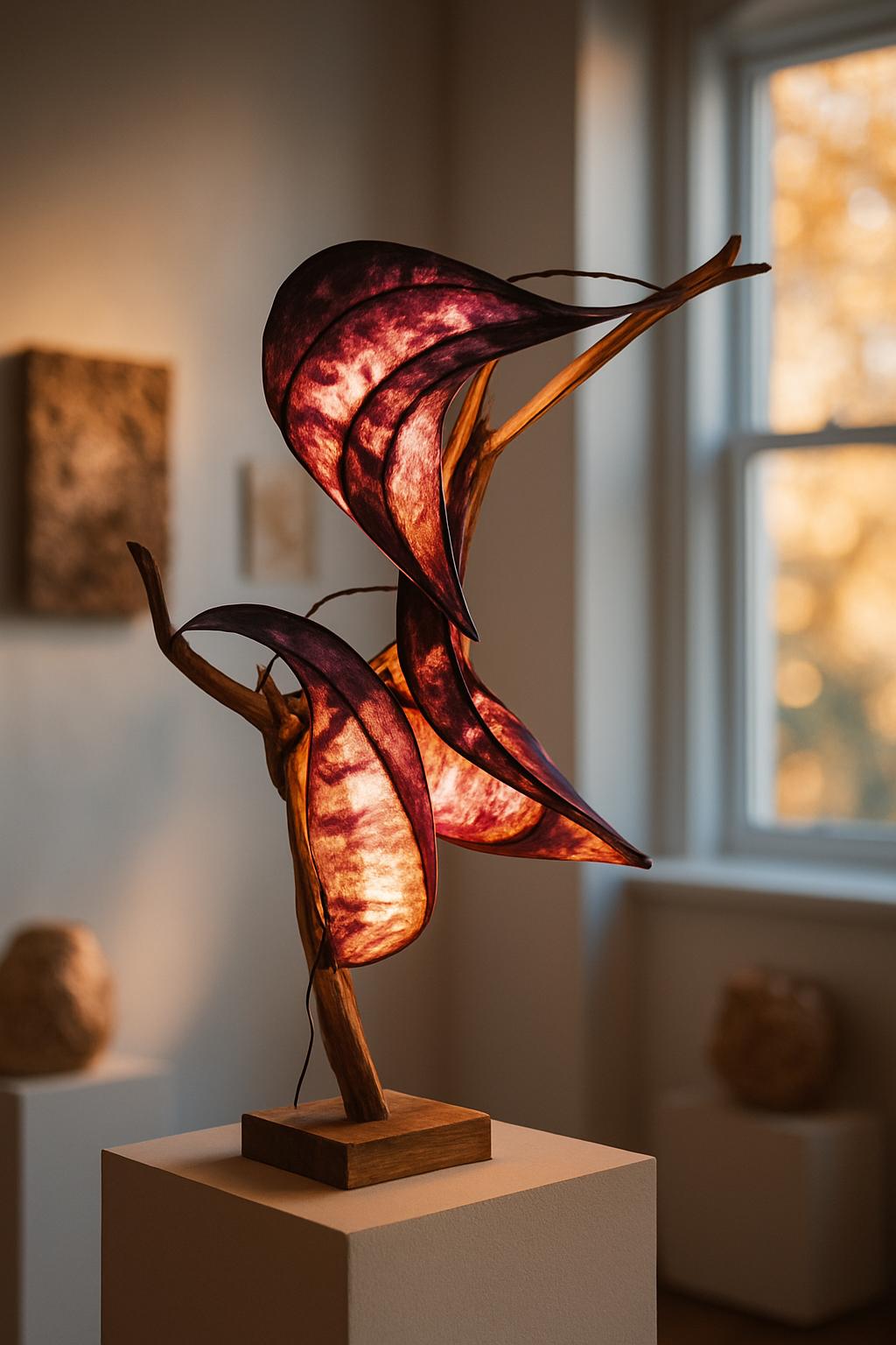 Wild Tulip Sculptural Lamp – Handmade Lighting with Wood & Paper | Modern Artistic Light for Interiors