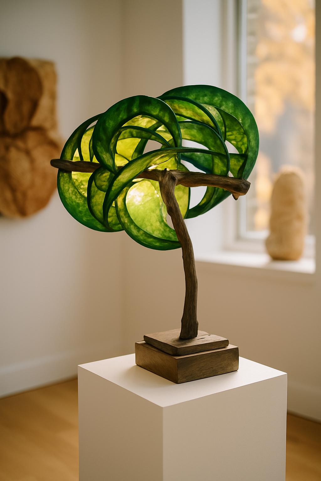 Dreaming Willow – Sculptural Art Lamp | Handmade Lighting with Reclaimed Wood & Paper | Nature-Inspired Home Decor