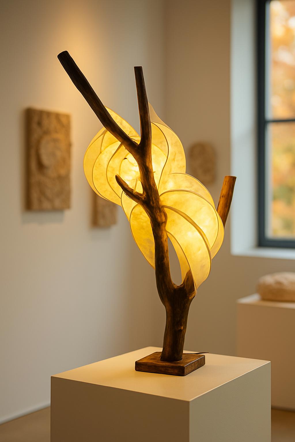 Moonleaf Handmade Sculptural Wooden Lamp Artistic Ambient Light Eco Friendly Home Decor