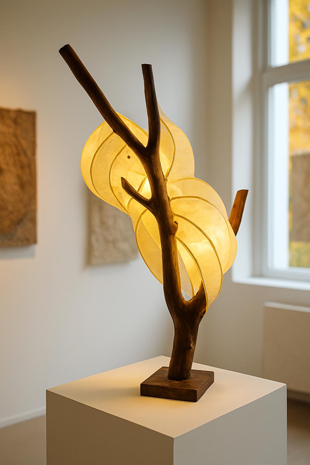 Moonleaf Handmade Sculptural Wooden Lamp Artistic Ambient Light Eco Friendly Home Decor