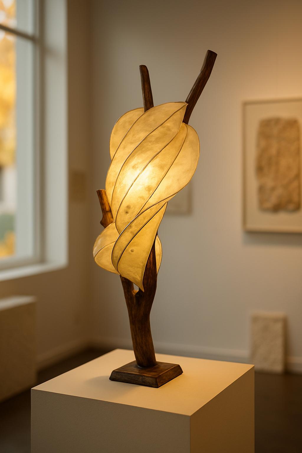 Moonleaf Handmade Sculptural Wooden Lamp Artistic Ambient Light Eco Friendly Home Decor