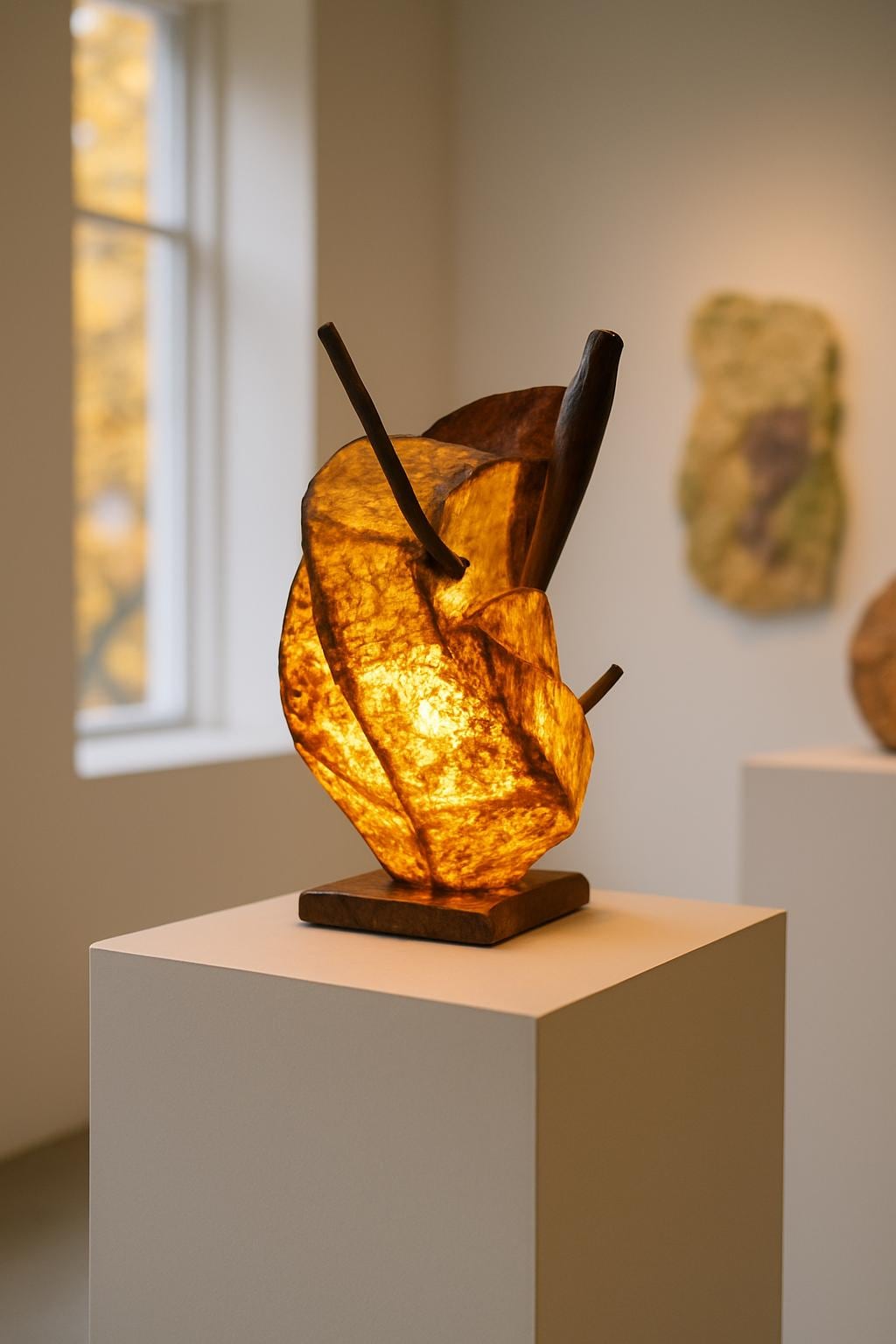 Amber Nest Handmade Sculptural Wooden Lamp Artistic Ambient Light Eco Friendly Home Decor