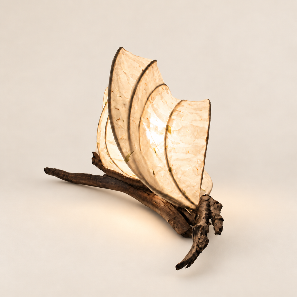 Leafrest sculptural lamp, main view on warm ivory