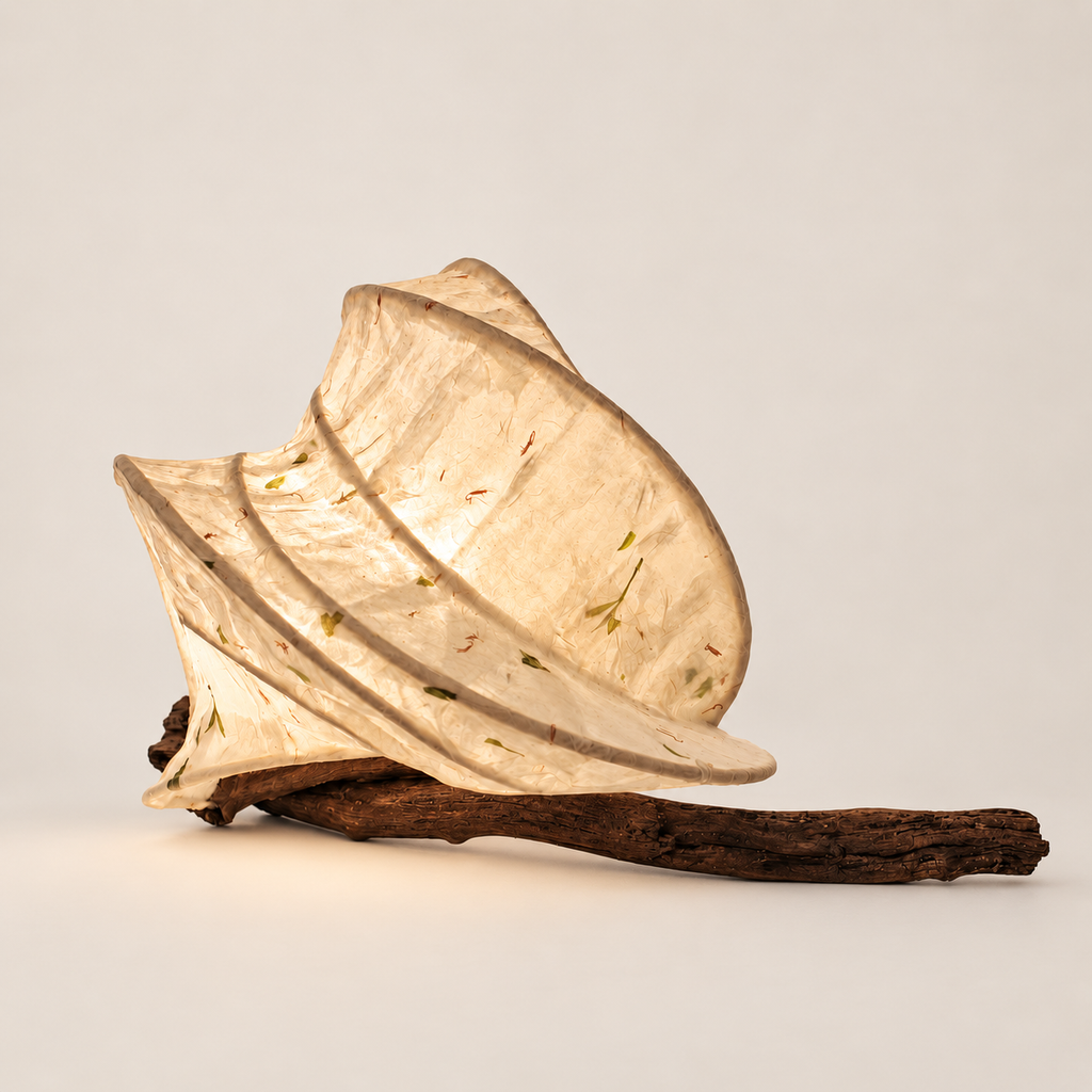 Leafrest sculptural lamp, additional original angle 3 on warm ivory
