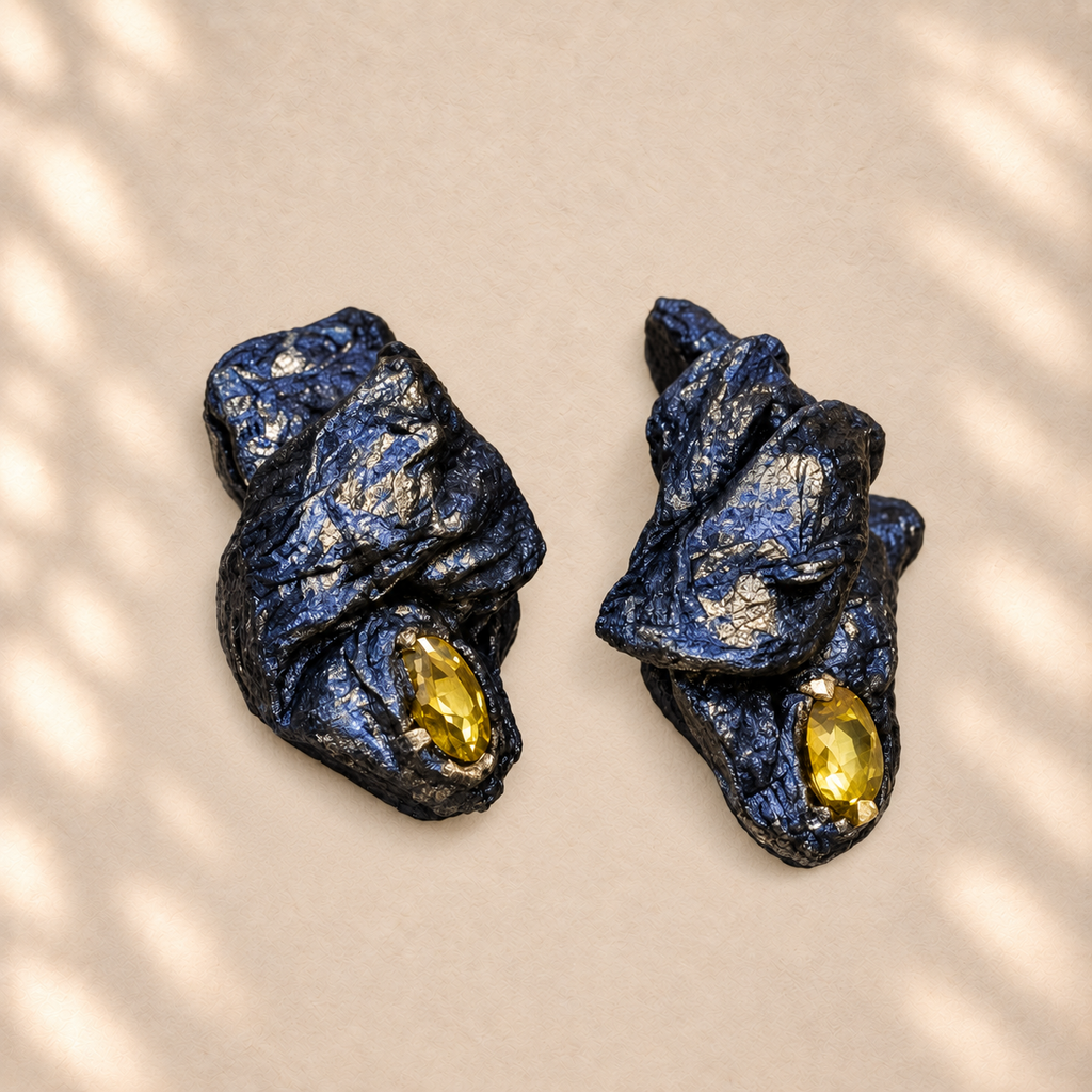 Midnight Fold sculptural paper earrings