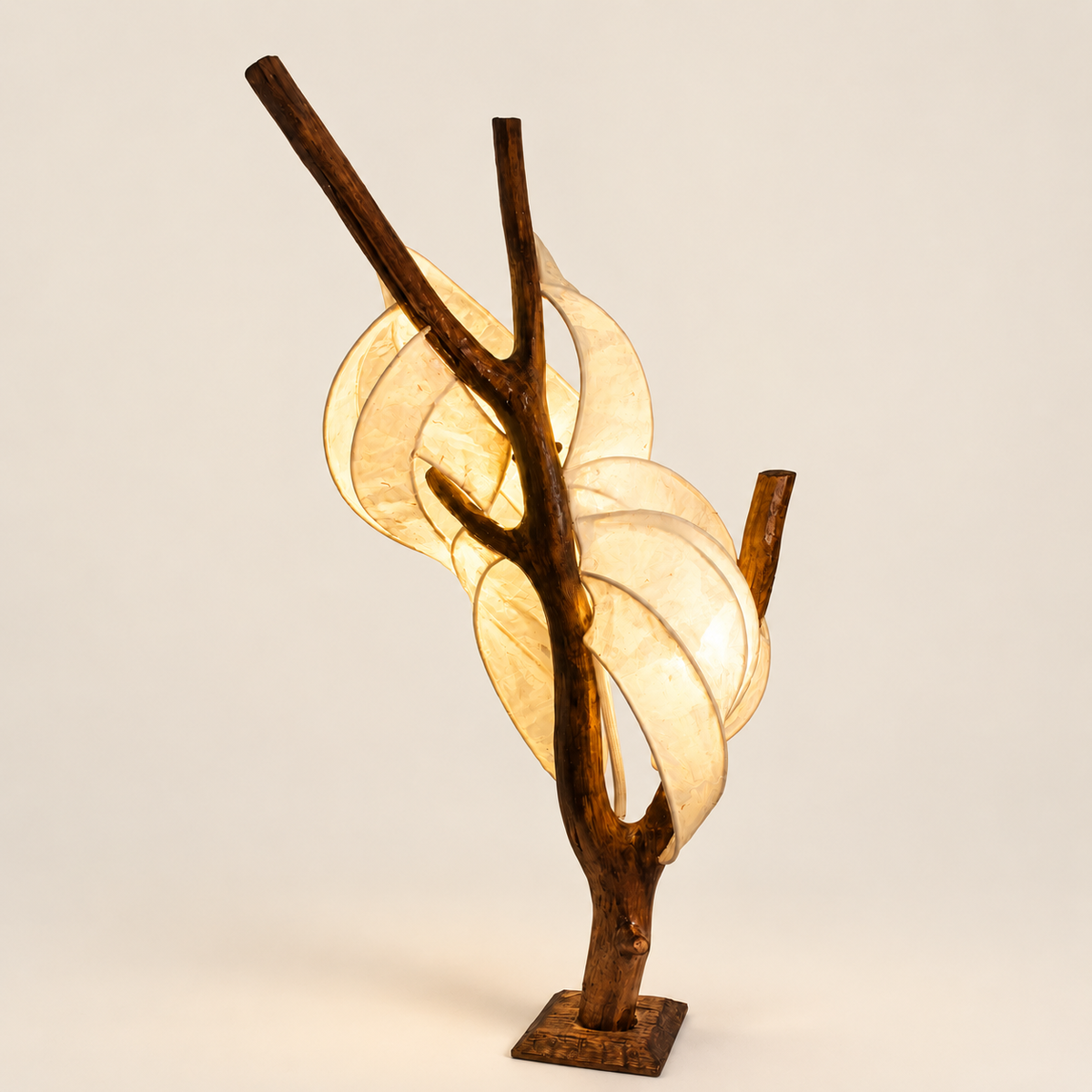 Moonleaf sculptural lamp, additional original angle 1 on warm ivory