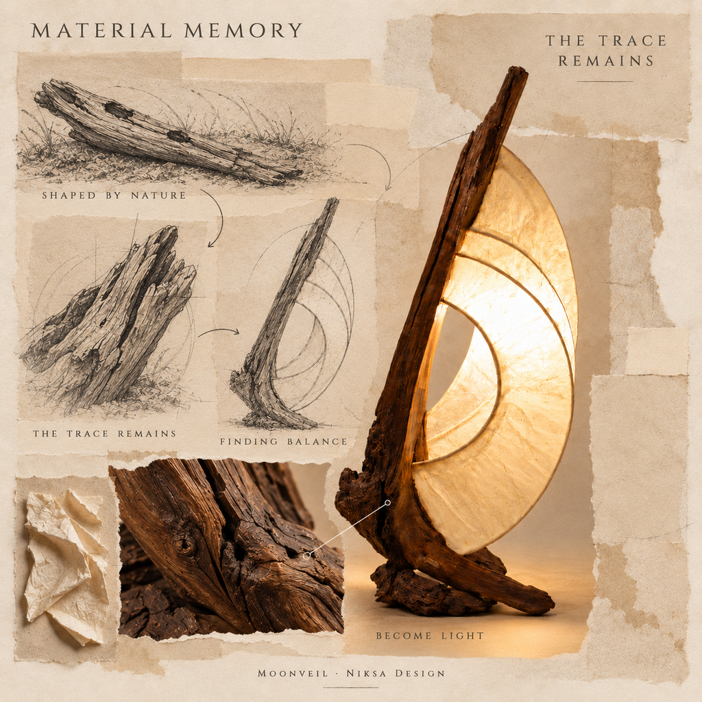 Moonveil material and transformation moodboard
