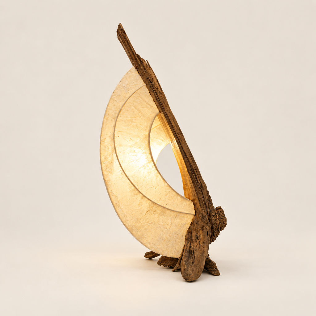Moonveil sculptural lamp, additional original angle 1 on warm ivory