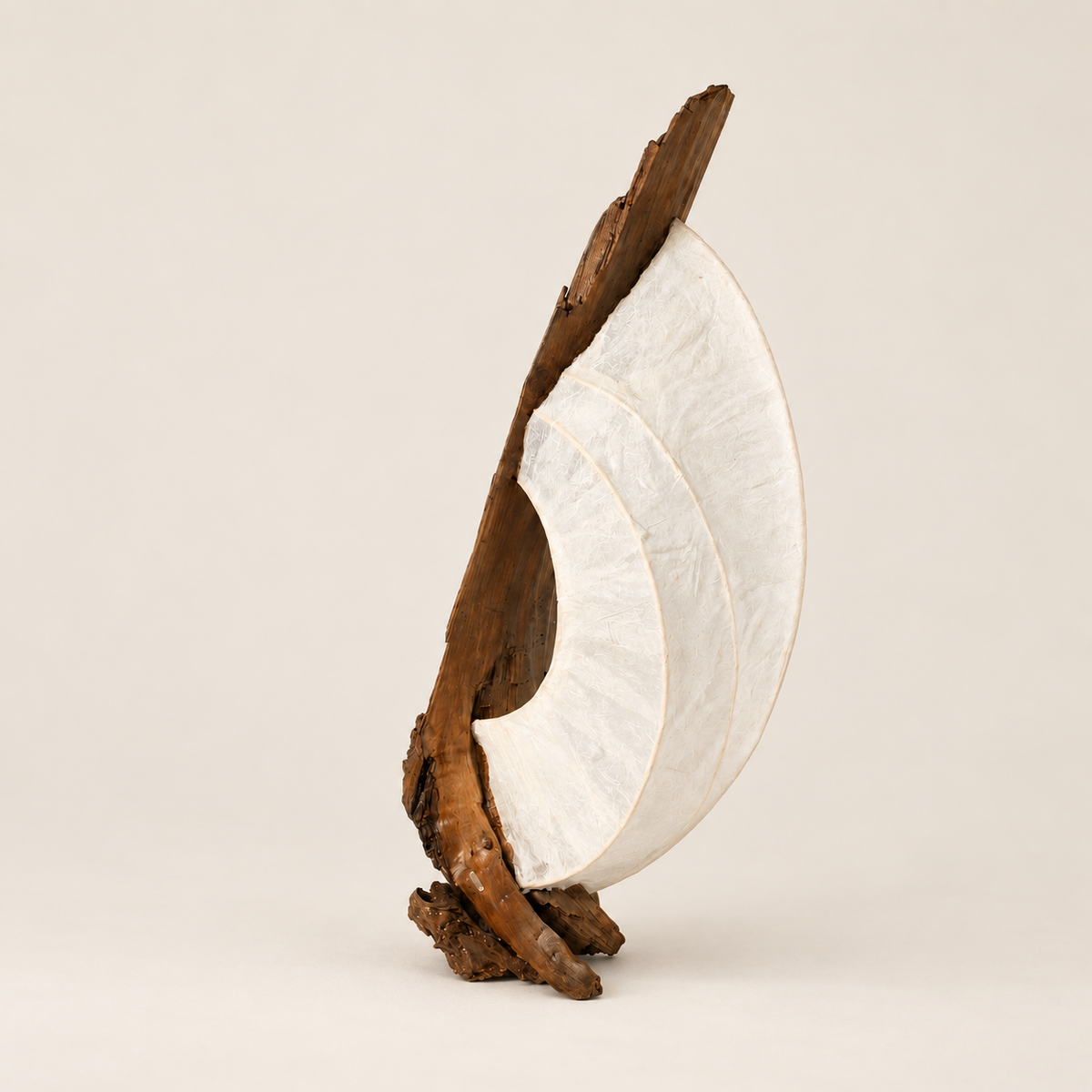 Moonveil sculptural lamp, additional original angle 2 on warm ivory