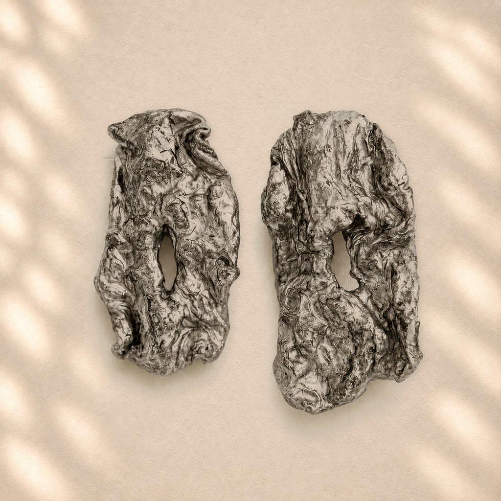 Suspended Terrain — Handmade Sculptural Paper Earrings