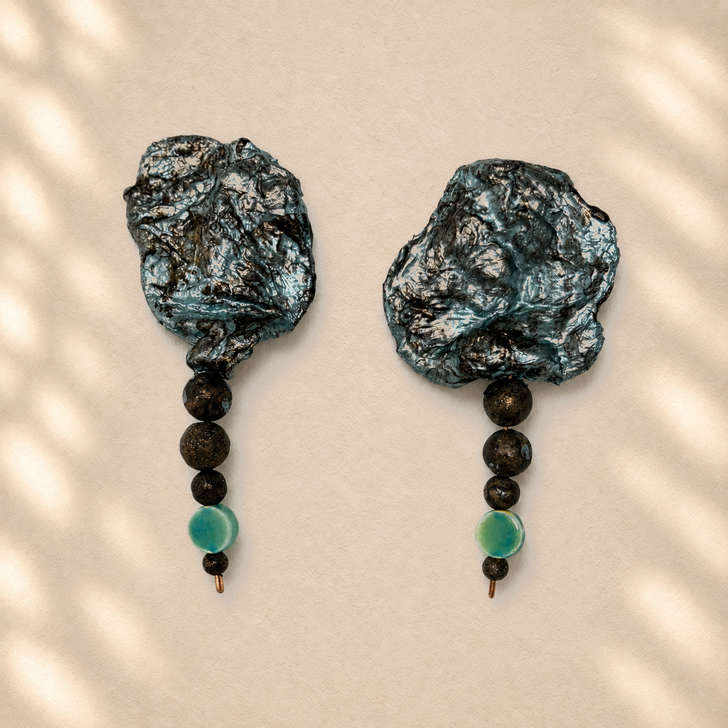 Shifting Scar — Handmade Sculptural Paper Earrings