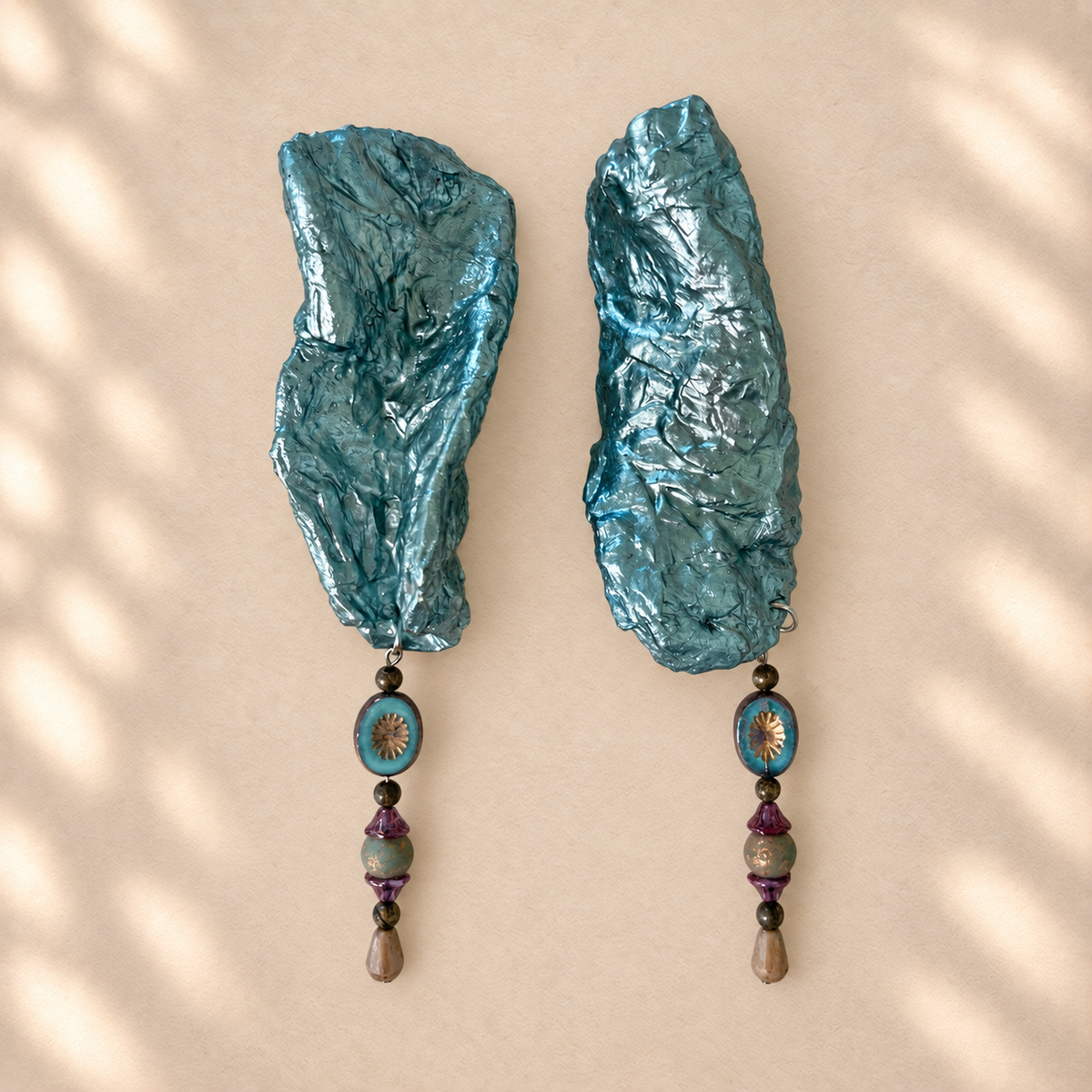 Tidal Descent — Handmade Sculptural Paper Earrings