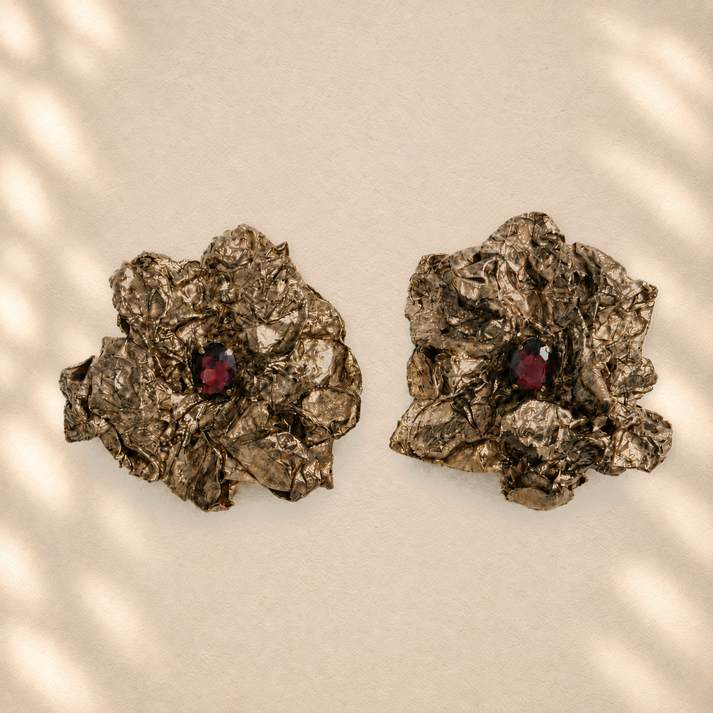 Resilient Bloom — Handmade Sculptural Paper Earrings