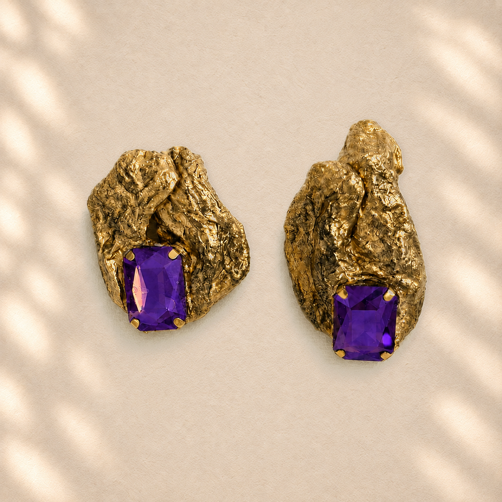 Violet Fault — Handmade Sculptural Paper Earrings