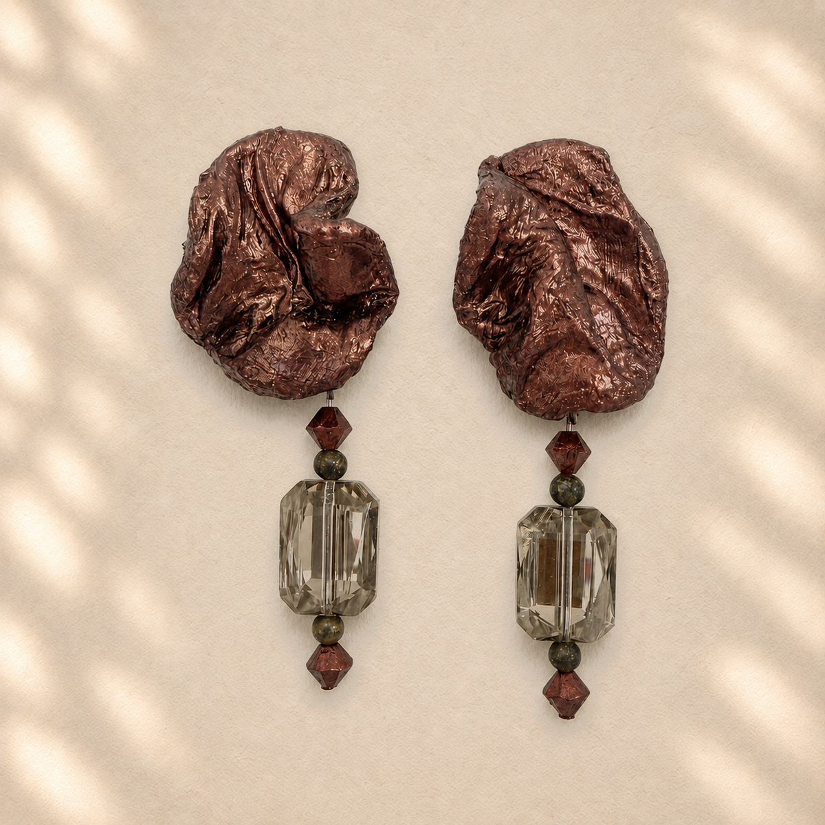 Compressed Bloom — Handmade Sculptural Paper Earrings