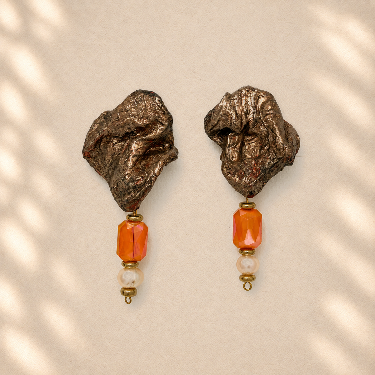 Ember Pearl — Handmade Sculptural Paper Earrings