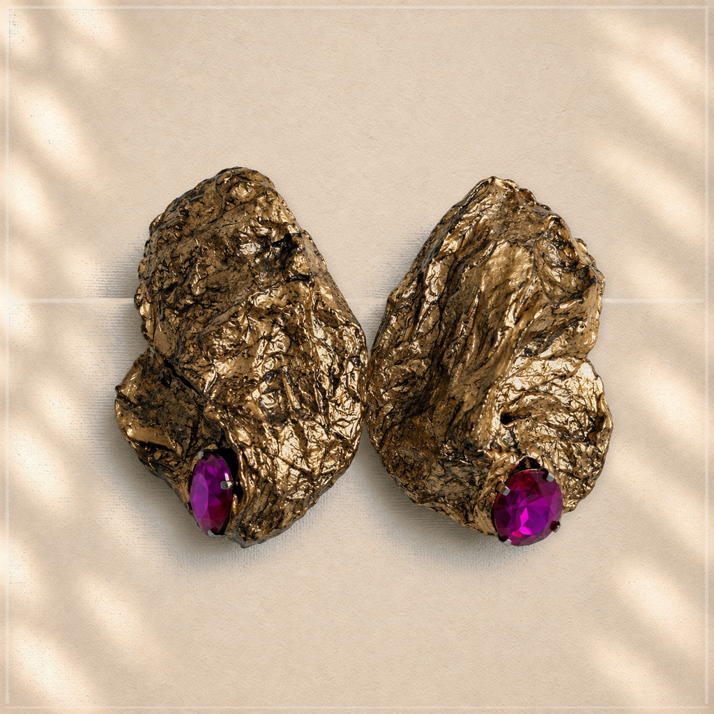 Magenta Fault — Handmade Sculptural Paper Earrings