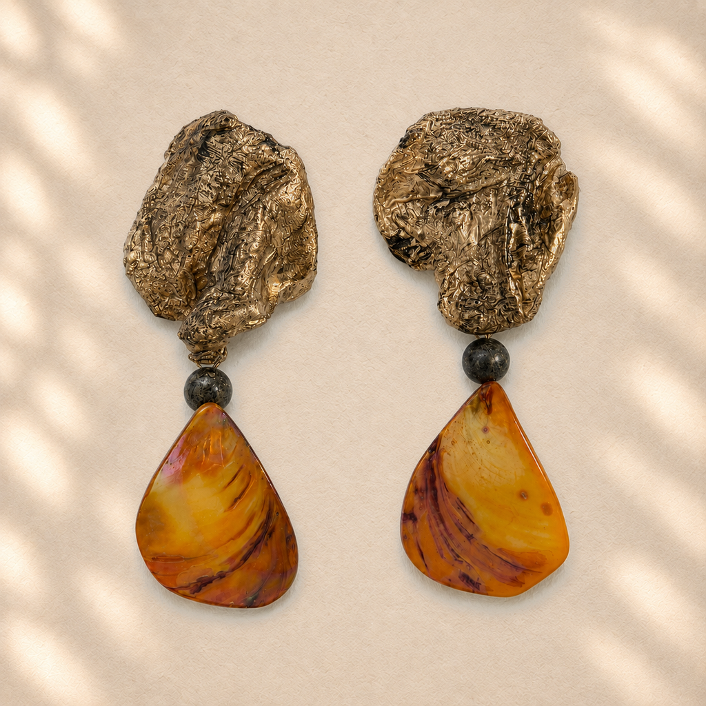 Tension Bloom — Handmade Sculptural Paper Earrings