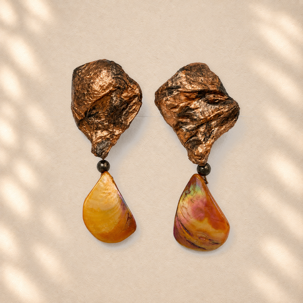 Mineral Arc — Handmade Sculptural Paper Earrings