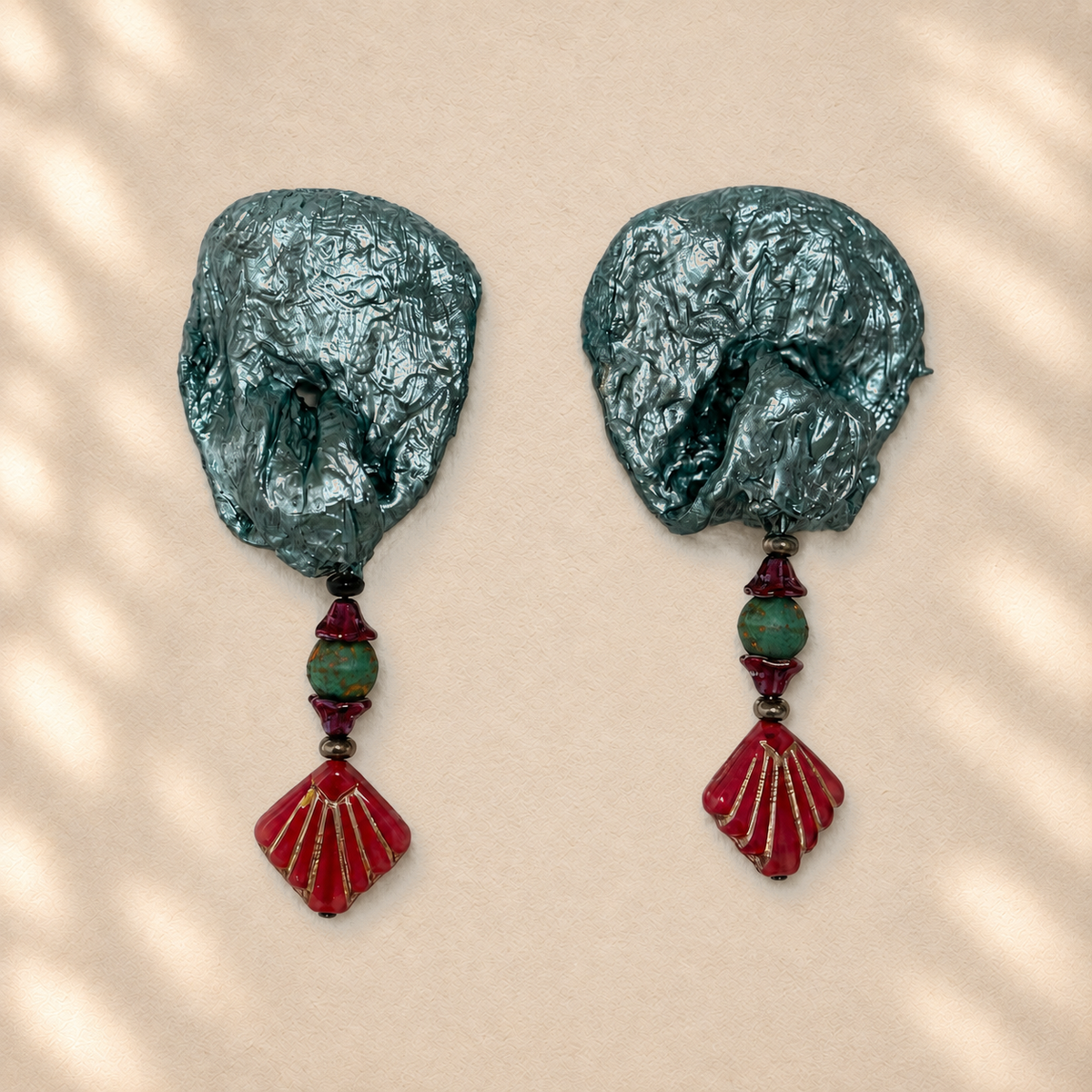 Tidal Relic — Handmade Sculptural Paper Earrings
