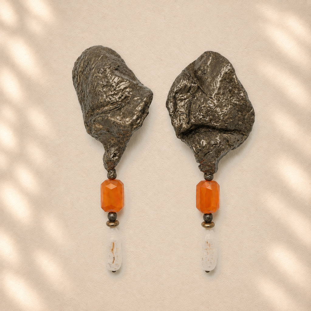Held Fracture — Handmade Sculptural Paper Earrings