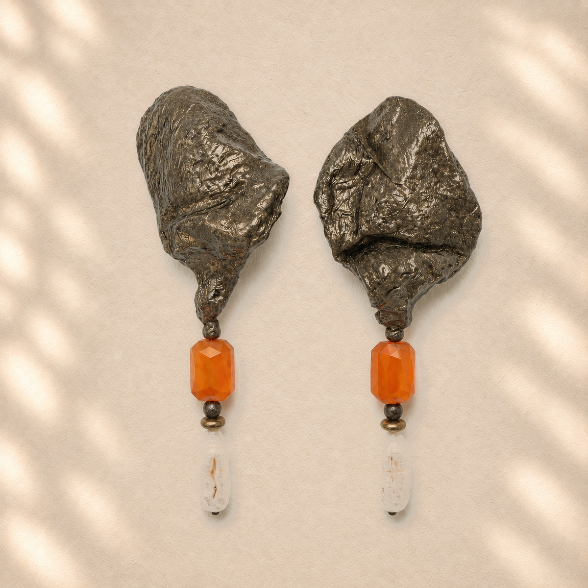 Held Fracture — Handmade Sculptural Paper Earrings