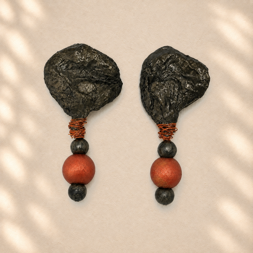 Broken Symmetry — Handmade Sculptural Paper Earrings