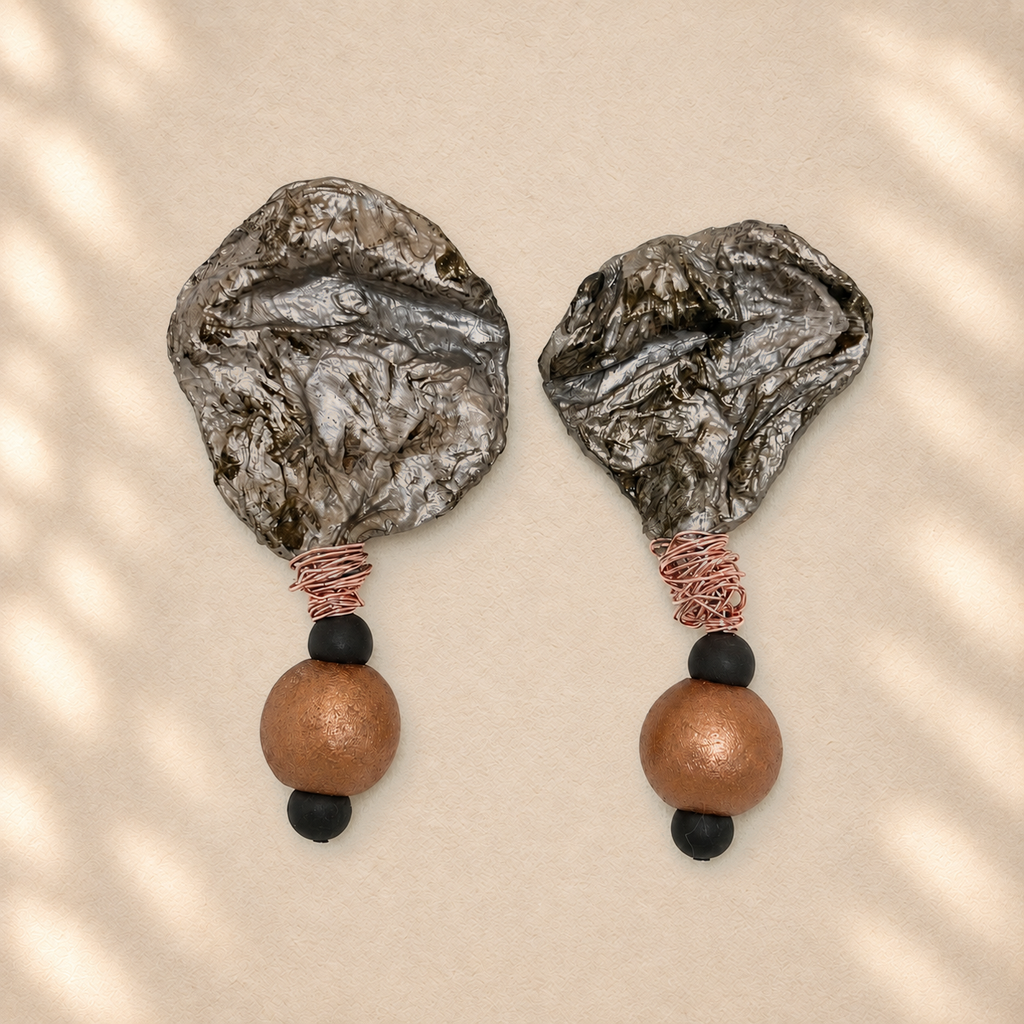 Weathered Surface — Handmade Sculptural Paper Earrings
