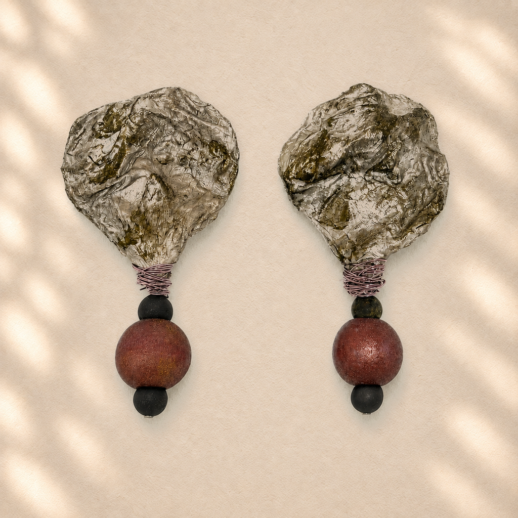 Compressed Horizon — Handmade Sculptural Paper Earrings