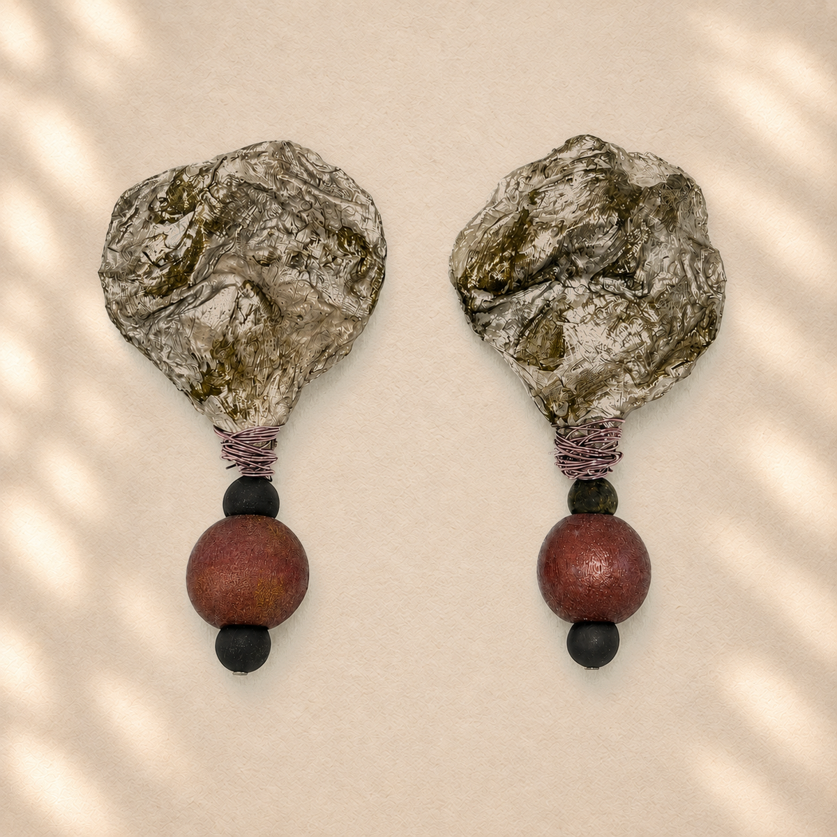 Compressed Horizon — Handmade Sculptural Paper Earrings