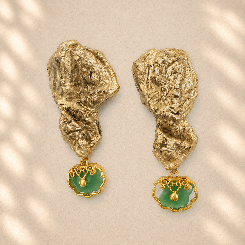 Verdant Relic — Handmade Sculptural Paper Earrings