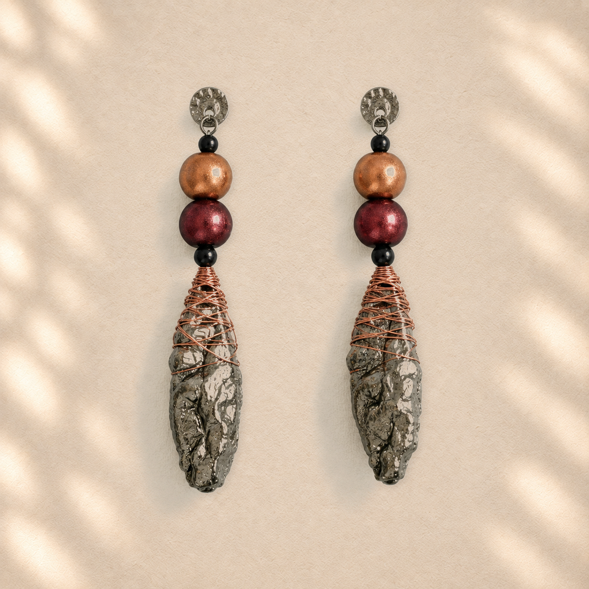 Weathered Axis — Handmade Sculptural Paper Earrings