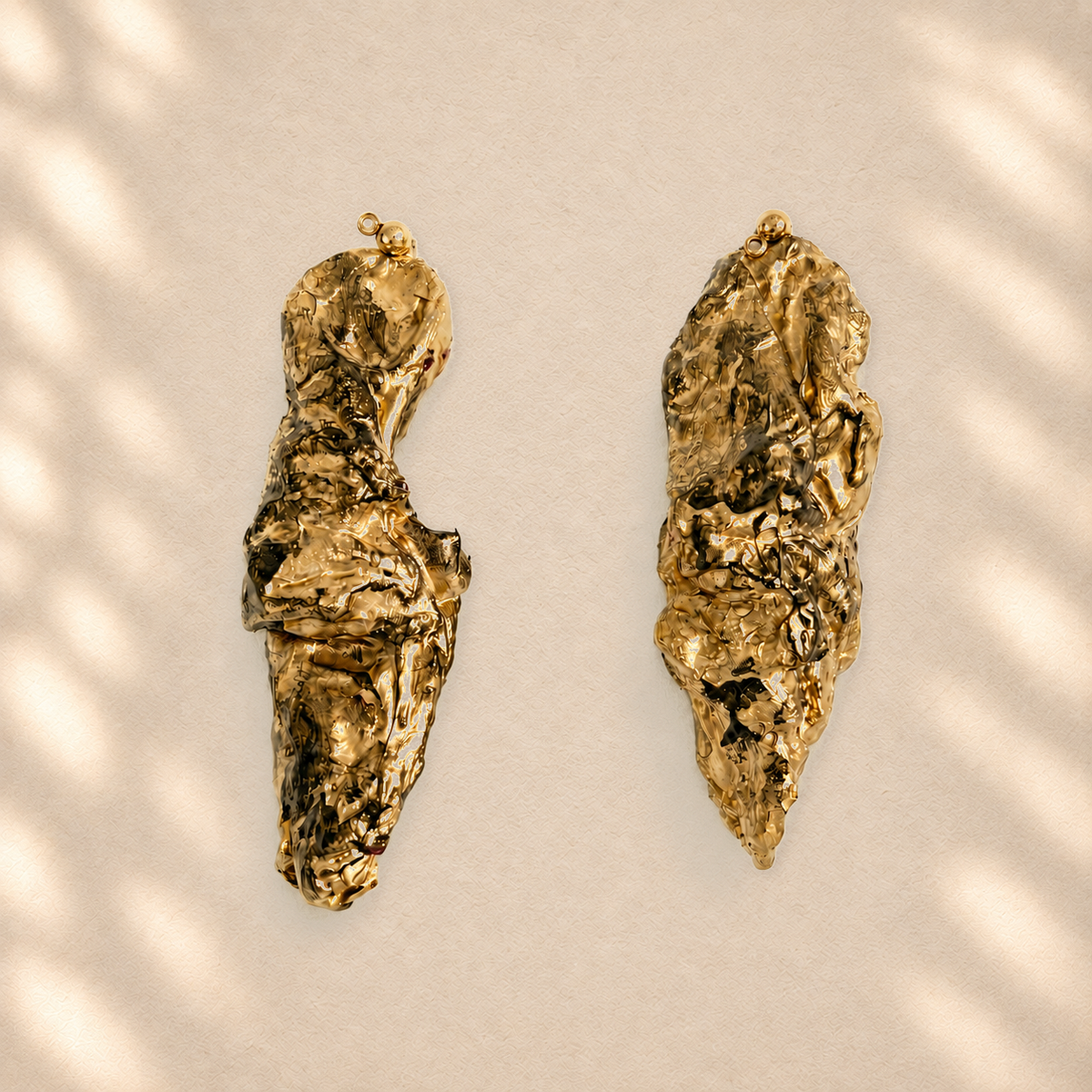 Golden Passage — Handmade Sculptural Paper Earrings