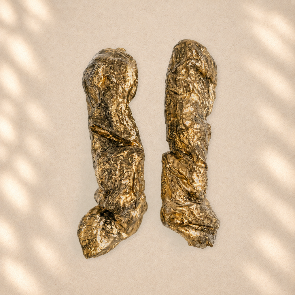 Gilded Compression — Handmade Sculptural Paper Earrings