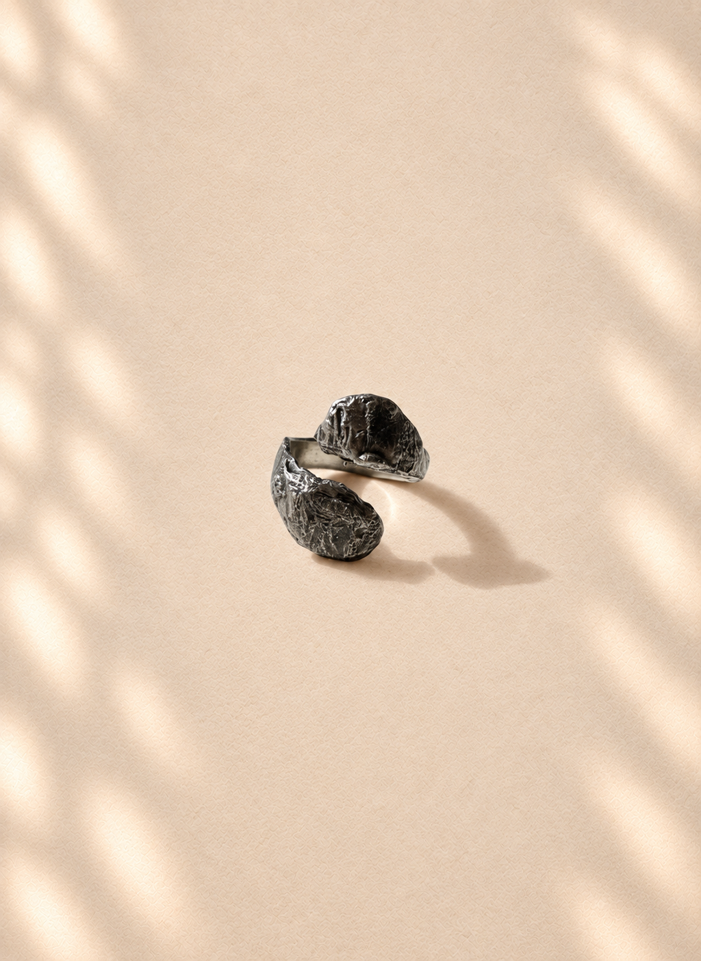 Silver Coil — Sculptural Paper Ring product only on warm cream background