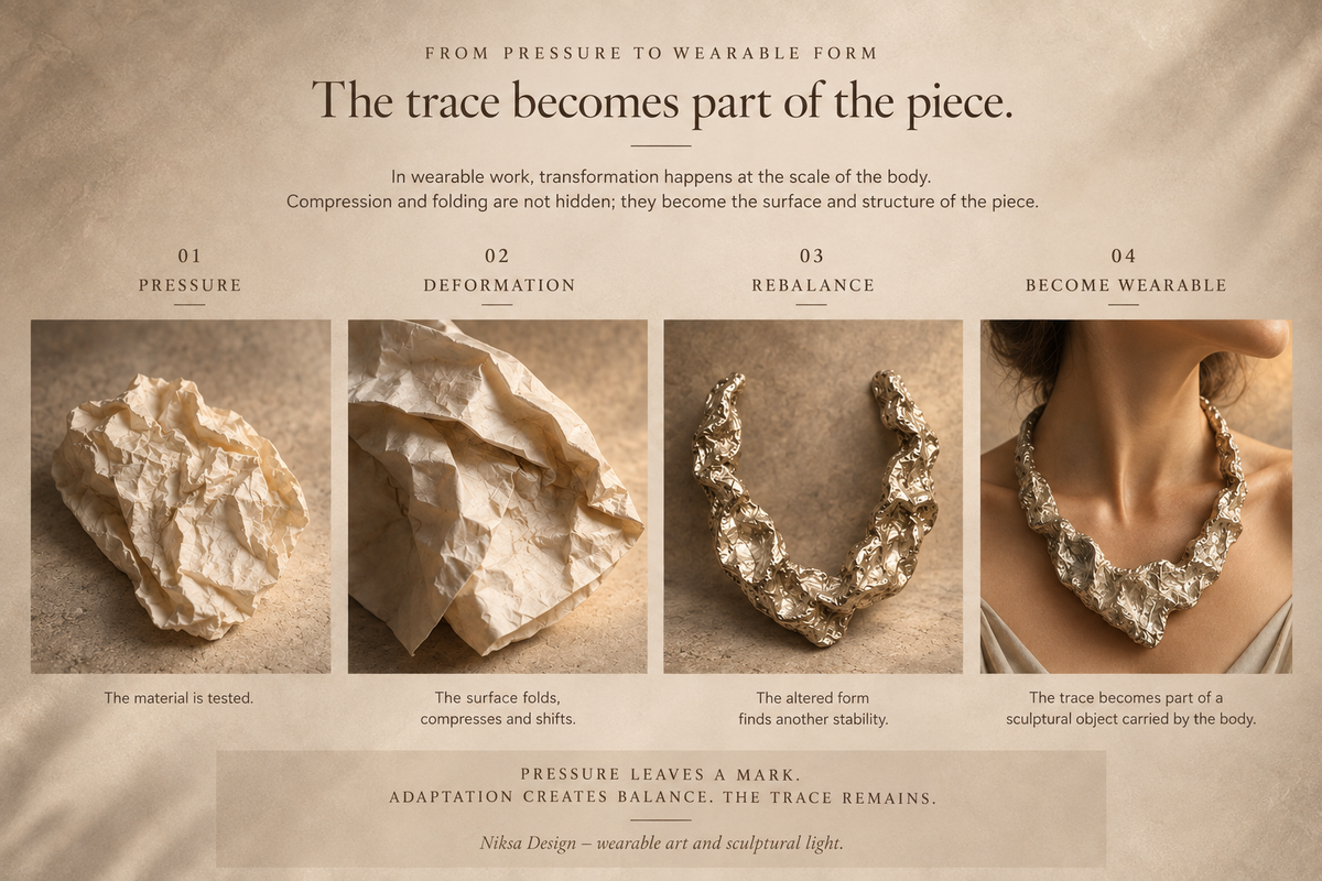 From pressure to wearable form — four-stage sculptural jewelry process