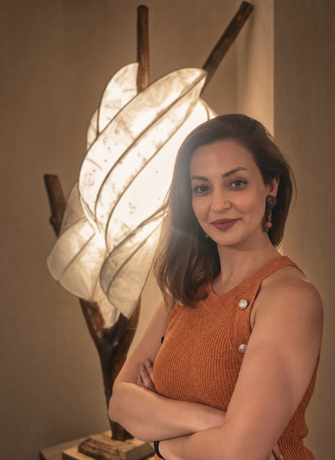 Sara Niknejad with one of her sculptural lights