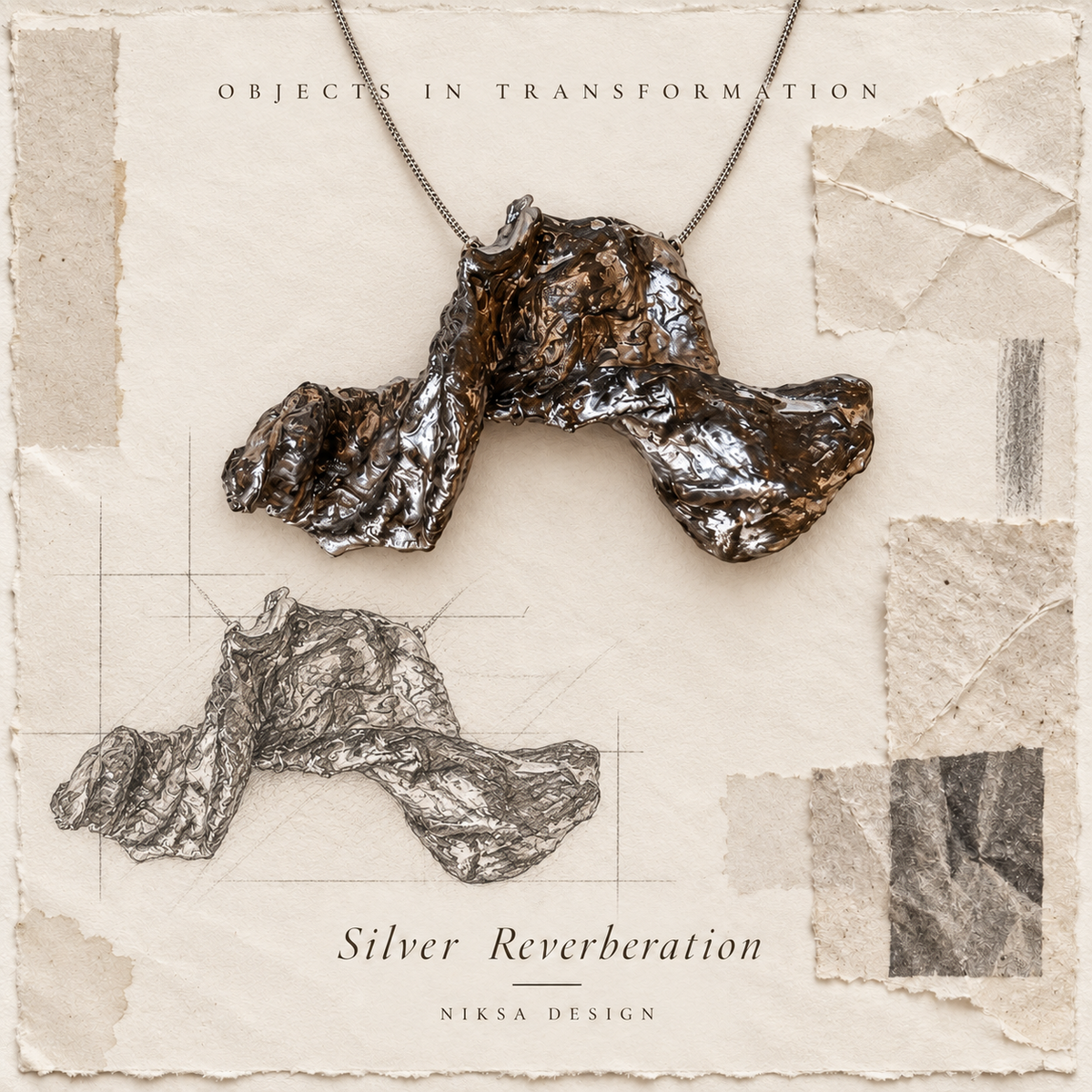 Silver Reverberation - concept board showing the correct upright pendant orientation
