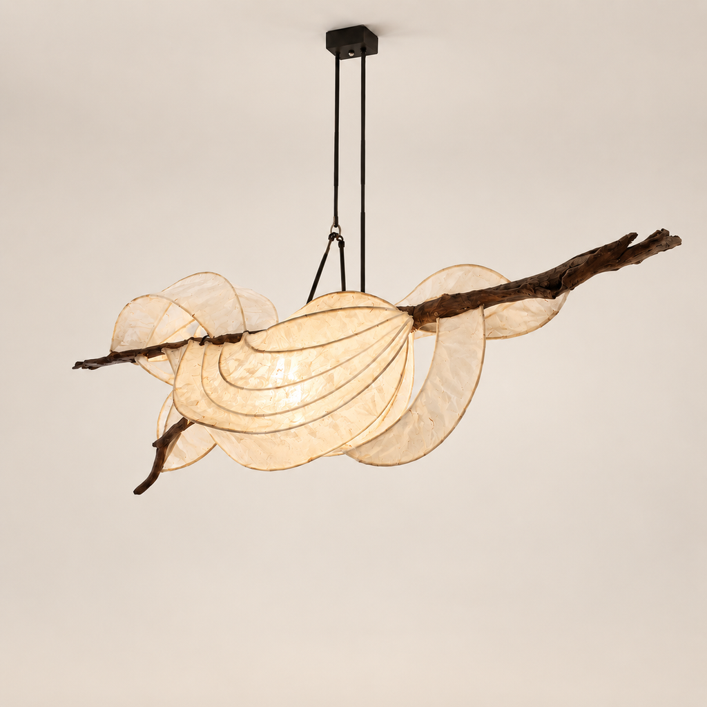 Sky Bloom sculptural lamp, main view on warm ivory