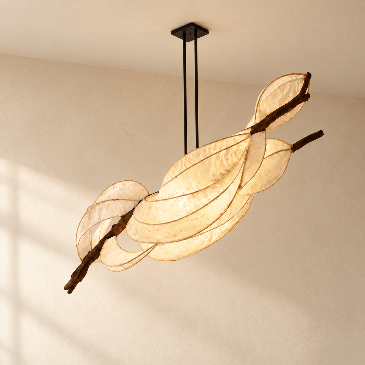 Sky Bloom sculptural lamp, alternate side view in a bright minimal interior