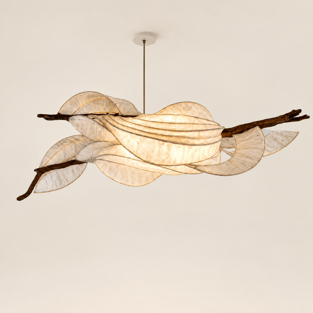 Sky Bloom sculptural lamp, additional original angle 1 on warm ivory