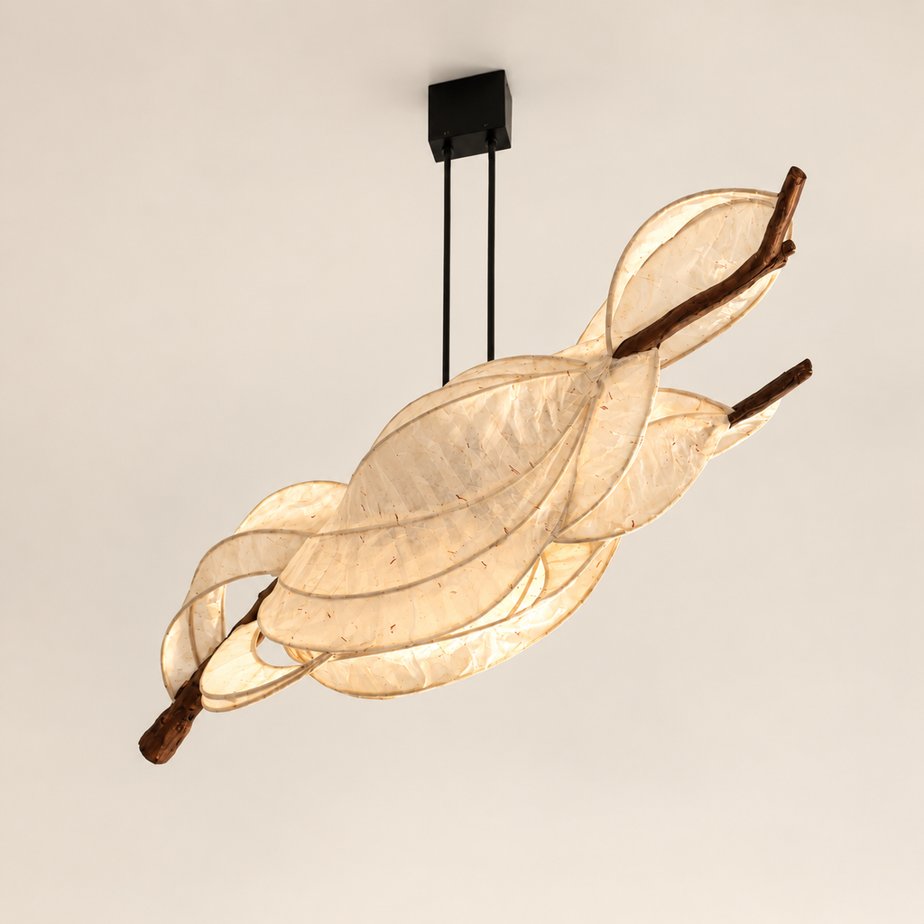 Sky Bloom sculptural lamp, additional original angle 2 on warm ivory