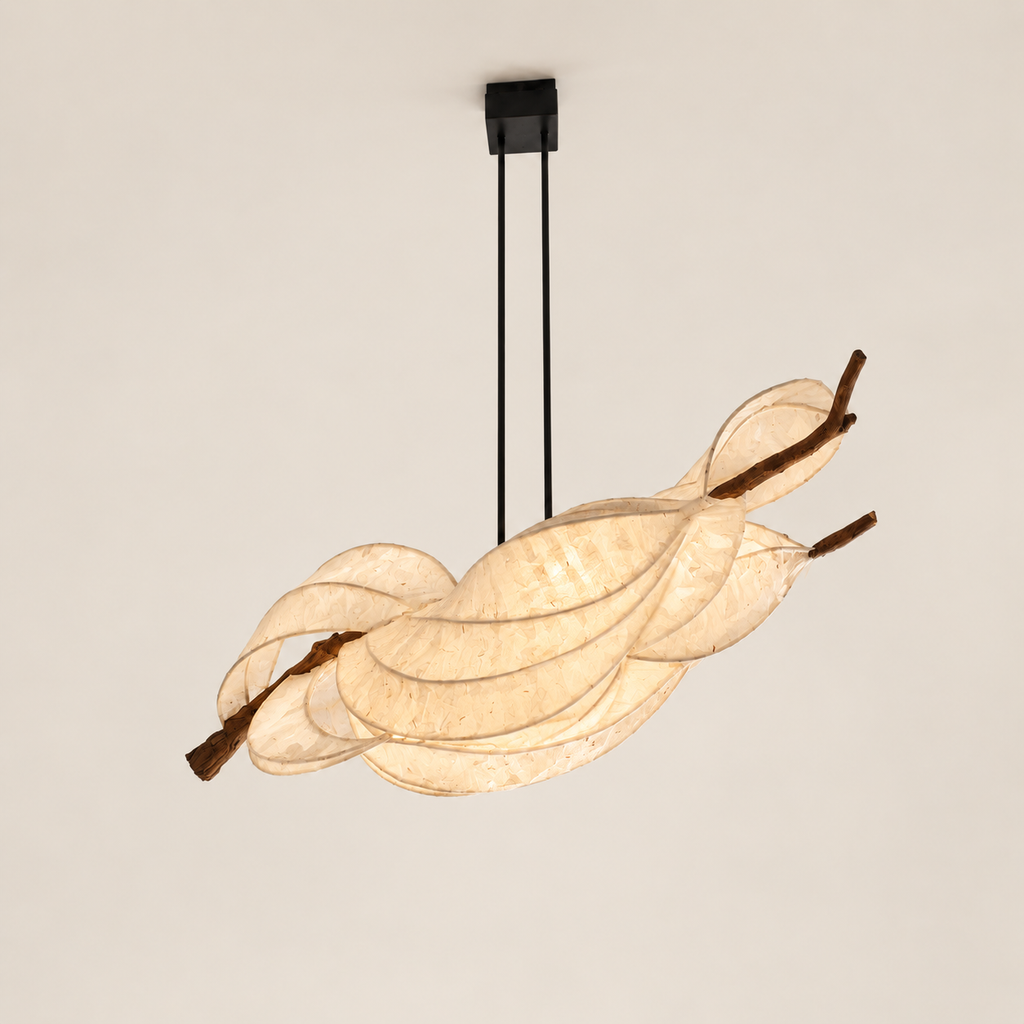 Sky Bloom sculptural lamp, additional original angle 3 on warm ivory