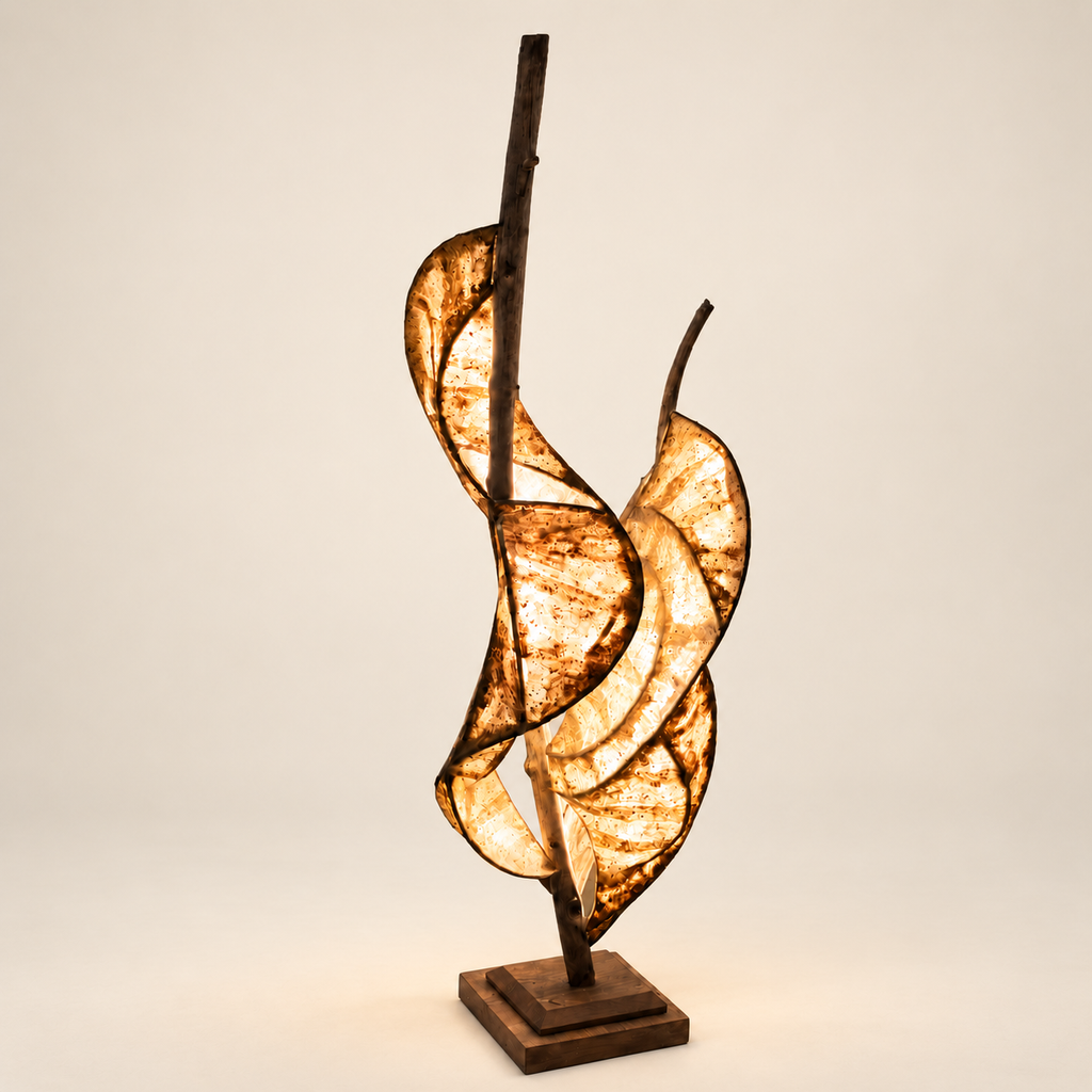 Soar sculptural lamp, main view on warm ivory