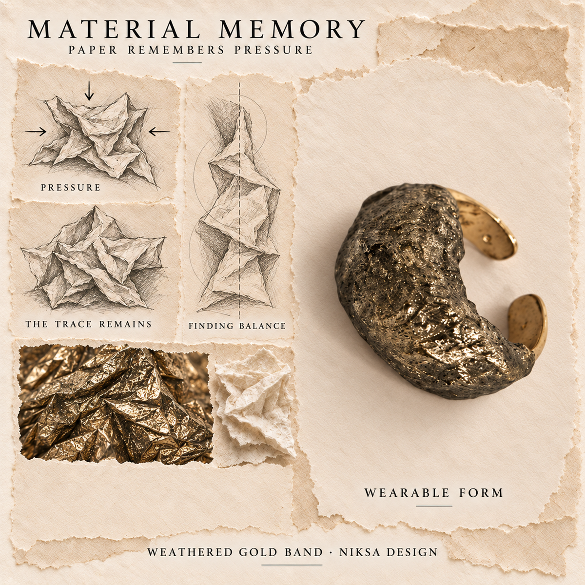 Weathered Gold Band — Material Memory concept